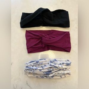 3/$10 Set of 3 Headbands Black, Purple and Blue & White Floral